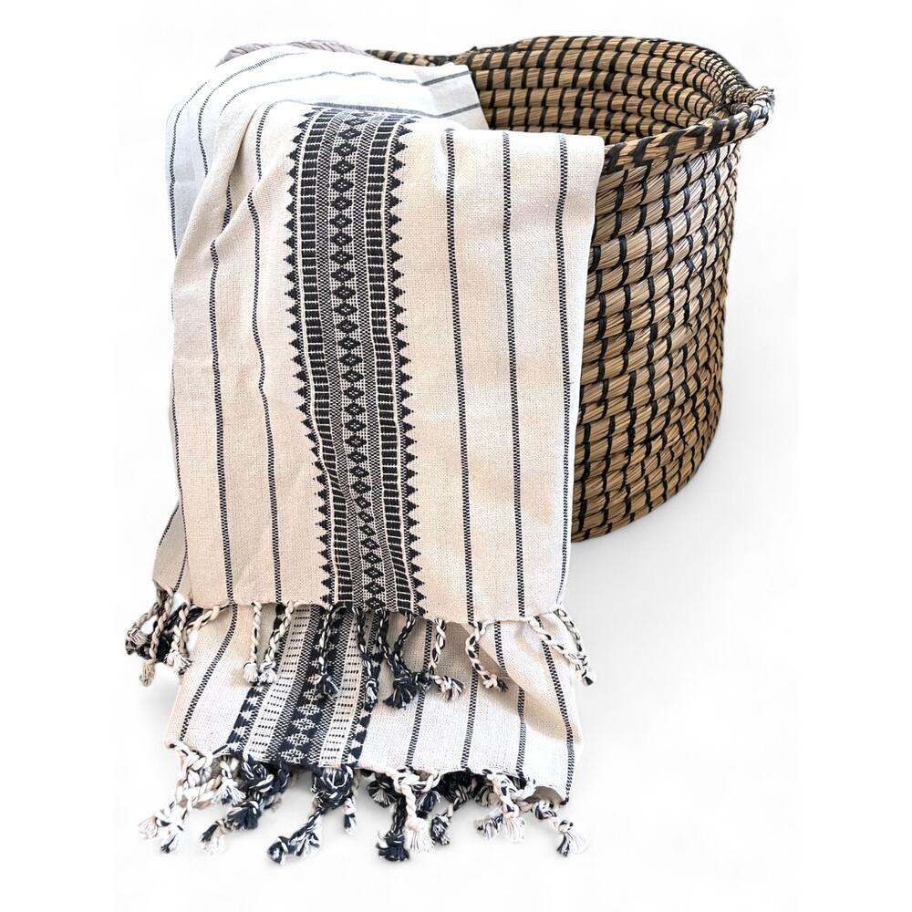 New URBAN86 Gray/Cream Cotton Blanket Throw Beach Turkish Towel Urban Outfitters